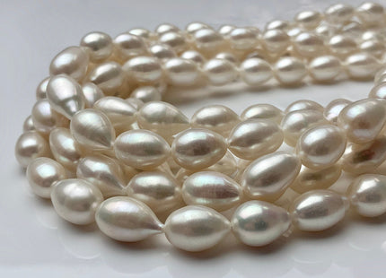 10x13-17 mm AA Natural White Tear Drop Shape Freshwater Pearl Beads High Quality Long Rice Oval Pearls #P1417