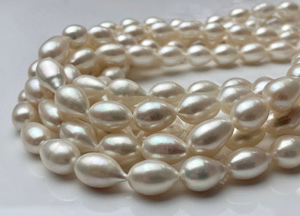 10x13-17 mm AA Natural White Tear Drop Shape Freshwater Pearl Beads High Quality Long Rice Oval Pearls #P1417