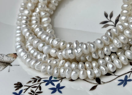 7 mm AA Natural White Color Keshi Disc Freshwater Pearl Beads Center Drilled Genuine Natural Color Keshi Disc Shaped Pearls #P2243