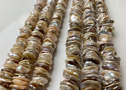 14-15 mm AAA Natural Champagne OR Mauve Pink Mixed Color Freshwater Keishi Cornflake Petal Pearls Rondelle Shape Center Drilled Beads #1309