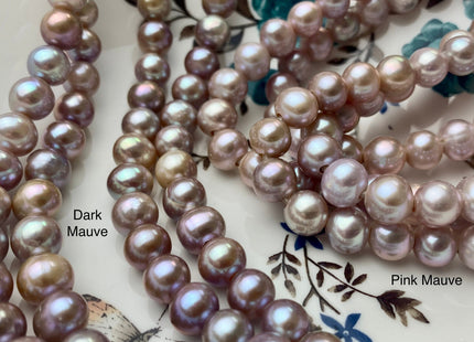 9-10 mm AAA Half Strand Large Hole Natural Mauve Pink Potato Freshwater Pearl Beads 2.1 mm Hole Large Hole Freshwater Off Round Pearls #467