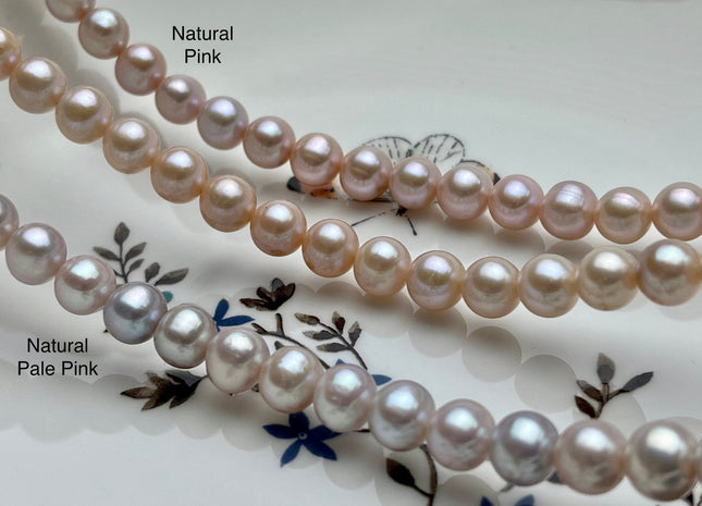 8 mm AA Natural Pink OR Pale Pink Near Round Freshwater Pearl Beads Genuine Natural Freshwater Pearls High Luster Natural Pink Pearls #532