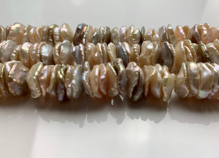 14-15 mm AAA Natural Champagne OR Mauve Pink Mixed Color Freshwater Keishi Cornflake Petal Pearls Rondelle Shape Center Drilled Beads #1309
