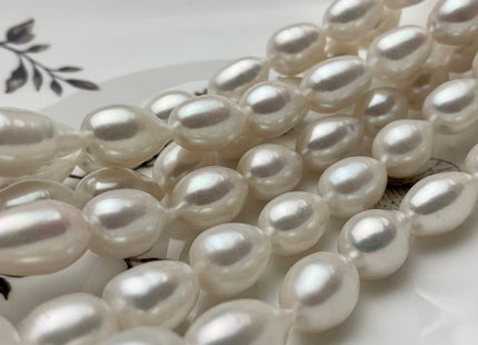 10x13-17 mm AA Natural White Tear Drop Shape Freshwater Pearl Beads High Quality Long Rice Oval Pearls #P1417