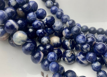 8mm 10mm 12mm Half Strand Smooth Round Sodalite Gemstone Beads Genuine Natural Blue Sodalite High Polished Beads #3694