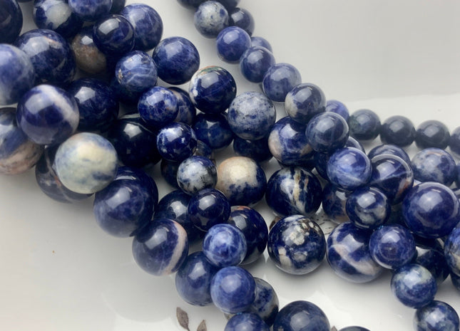 8mm 10mm 12mm Half Strand Smooth Round Sodalite Gemstone Beads Genuine Natural Blue Sodalite High Polished Beads #3694