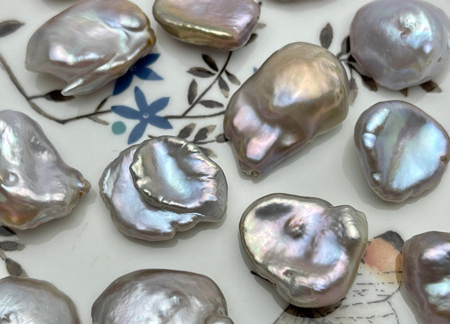One Piece 10-13x15-20 mm AAA Very Rare Natural Mauve Pink Freshwater Flat Keshi Pearl Genuine High Luster Natural Keshi Nugget Pearl #P2221