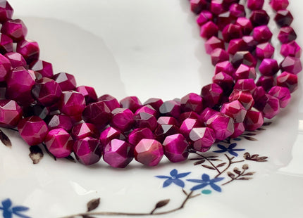7-8 mm AAA Faceted Star Cut Pink Tiger Eye Gemstone Beads Genuine Faceted High Quality Pink Tiger Eye Loose Beads 15 Inches Strand #2722