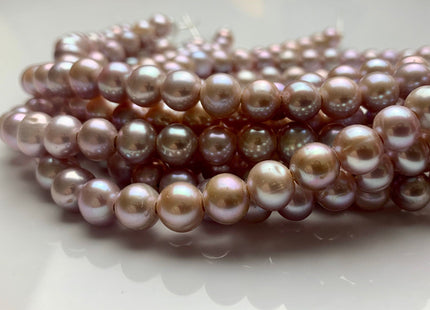 9 mm AAA Half Strand Large Hole Natural Mauve Pink Potato Freshwater Pearl Beads 2.1 mm Hole Large Hole Freshwater Off Round Pearls #467