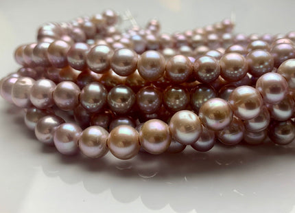 9-10 mm AAA Half Strand Large Hole Natural Mauve Pink Potato Freshwater Pearl Beads 2.1 mm Hole Large Hole Freshwater Off Round Pearls #467