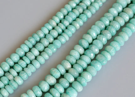 Natural Semi Precious Gemstone Amazonite Beads Natural Color Faceted Roundel Shape 9-9.5 inches #2132