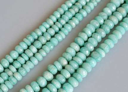 Natural Semi Precious Gemstone Amazonite Beads Natural Color Faceted Roundel Shape 9-9.5 inches #2132