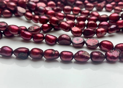6x8 mm Burgundy Red Color Rice Nugget Freshwater Pearl Beads Genuine RedColor Cultured Freshwater Pearl Nugget Beads #1511