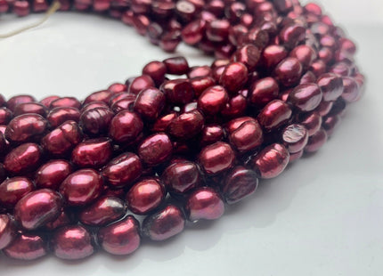 6x8 mm Burgundy Red Color Rice Nugget Freshwater Pearl Beads Genuine RedColor Cultured Freshwater Pearl Nugget Beads #1511