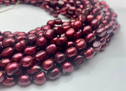 6x8 mm Burgundy Red Color Rice Nugget Freshwater Pearl Beads Genuine RedColor Cultured Freshwater Pearl Nugget Beads #1511