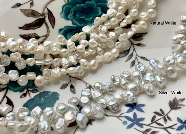 5x6 Or 6x7 mm AAA High Luster Natural White Keshi Freshwater Pearl Beads Top Drilled Genuine Natural White Dancing Keshi Pearls #P1037