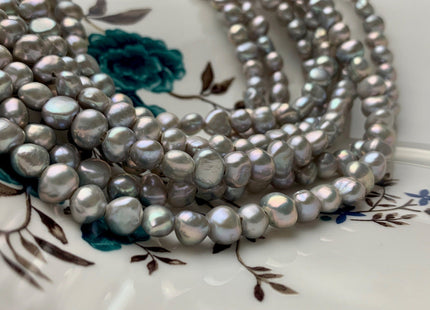 7-8 mm AAA Large Hole Light Gray Freshwater Pearl Nugget Beads Hole Size 1.8 mm High Luster Large Hole Nugget Pearls #P1023