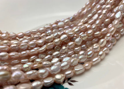 6x8 mm AAA Large Hole Natural Pink Rice Nugget Freshwater Pearls Hole Size 1.5mm Or 2.0mm Lustrous Genuine Rice Nugget Pearl Beads #P1070