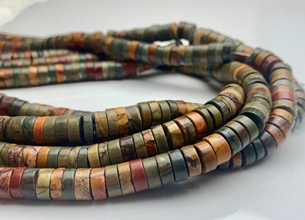 8 mm Heishi Rondelle Picasso Jasper Gemstone Beads Multi Red Creek Brown Yellow Green Jasper Loose Disc Shape Beads 15.5 Inches #3089