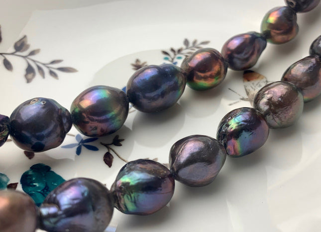 12x15-15x18mm or 14x17-17x23mm Rainbow Peacock Baroque Freshwater Pearl Beads Genuine High Luster Quality Baroque Pearls #P1704