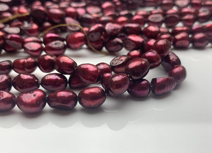 6x8 mm Burgundy Red Color Rice Nugget Freshwater Pearl Beads Genuine RedColor Cultured Freshwater Pearl Nugget Beads #1511