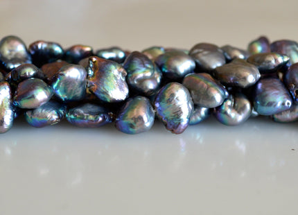Biwa Stick Freshwater Pearl Beads White Pink and Peacock Color Size Approx.8x10mm to 10x13mm #718