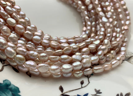 6x8 mm AAA Large Hole Natural Pink Rice Nugget Freshwater Pearls Hole Size 1.5mm Or 2.0mm Lustrous Genuine Rice Nugget Pearl Beads #P1070