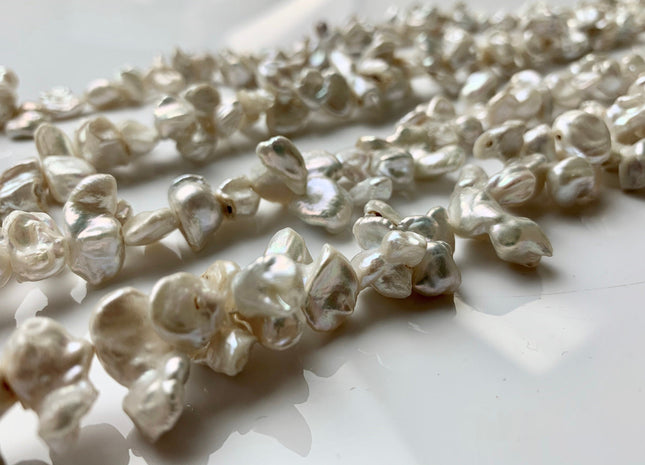 8x20 mm Natural White Double Keshi Freshwater Pearl Beads,Top Drilled Keshi Pearls, Rare Dancing Cultured Freshwater Pearls #1194