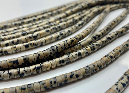 2x4mm Natural Black And White Dalmatian Jasper Heishi Rondelle Shape Genuine Dotted Jasper Discs Gemstone Beads 15.5 Inches Strand #3110