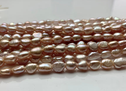 6x8 mm AAA Large Hole Natural Pink Rice Nugget Freshwater Pearls Hole Size 1.5mm Or 2.0mm Lustrous Genuine Rice Nugget Pearl Beads #P1070