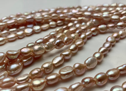 6x8 mm AAA Large Hole Natural Pink Rice Nugget Freshwater Pearls Hole Size 1.5mm Or 2.0mm Lustrous Genuine Rice Nugget Pearl Beads #P1070