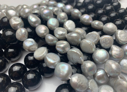 WHOLESALE 10x11-12 mm Silver Gray Freshwater Pearl Oval Nugget Beads Gray Color Freshwater Pearls Genuine Freshwater Nugget Pearls #1530