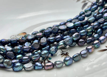 6x8 mm AA Rainbow Peacock Color Rice Nugget Freshwater Pearl Beads Genuine High Luster Freshwater Pearl Nugget Pearls #P1933