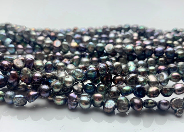 5 mm Potato Nugget Dark Gray Peacock Color Freshwater Pearl Beads Genuine Cultured Peacock Color Small Tiny Nugget Pearl #P1279