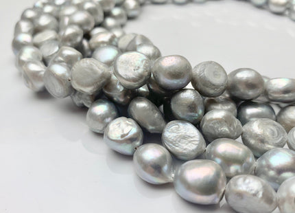 WHOLESALE 10x11-12 mm Silver Gray Freshwater Pearl Oval Nugget Beads Gray Color Freshwater Pearls Genuine Freshwater Nugget Pearls #1530