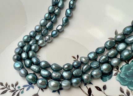 8x9 mm AAA Teal Color Rice Nugget Freshwater Pearl Beads Genuine Smooth And High Luster Freshwater Potato Nugget Pearls #1538