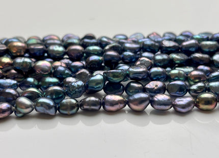 6x8 mm AA Rainbow Peacock Color Rice Nugget Freshwater Pearl Beads Genuine High Luster Freshwater Pearl Nugget Pearls #P1933