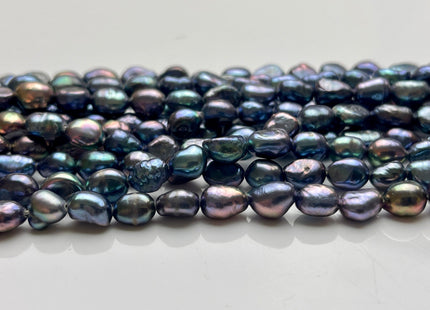 6x8 mm AA Rainbow Peacock Color Rice Nugget Freshwater Pearl Beads Genuine High Luster Freshwater Pearl Nugget Pearls #P1933