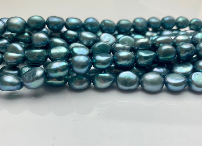 8x9 mm AAA Teal Color Rice Nugget Freshwater Pearl Beads Genuine Smooth And High Luster Freshwater Potato Nugget Pearls #1538