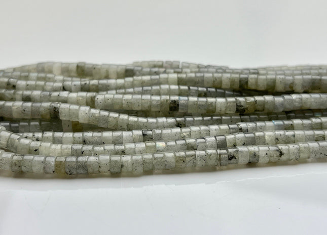 2x4mm Gray Color Labradorite Heishi Rondelle Shape Genuine Natural Labradorite Gemstone Loose Beads 15.5 Inches Strand #3856
