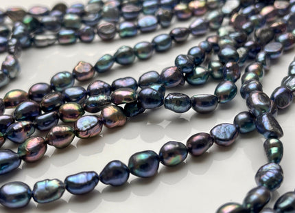 6x8 mm AA Rainbow Peacock Color Rice Nugget Freshwater Pearl Beads Genuine High Luster Freshwater Pearl Nugget Pearls #P1933