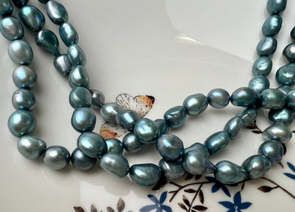 8x9 mm AAA Teal Color Rice Nugget Freshwater Pearl Beads Genuine Smooth And High Luster Freshwater Potato Nugget Pearls #1538