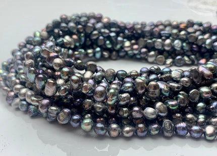 5 mm Potato Nugget Dark Gray Peacock Color Freshwater Pearl Beads Genuine Cultured Peacock Color Small Tiny Nugget Pearl #P1279