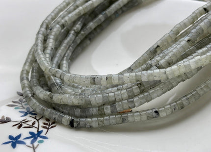 2x4mm Gray Color Labradorite Heishi Rondelle Shape Genuine Natural Labradorite Gemstone Loose Beads 15.5 Inches Strand #3856