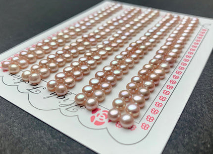 AAAA One Pair 4-7 mm Top Quality High Luster Round Button Half Drilled Freshwater Pearls Genuine Natural Pink Freshwater Pearls #1622