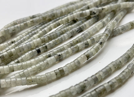 2x4mm Gray Color Labradorite Heishi Rondelle Shape Genuine Natural Labradorite Gemstone Loose Beads 15.5 Inches Strand #3856