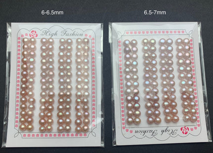AAAA One Pair 4-7 mm Top Quality High Luster Round Button Half Drilled Freshwater Pearls Genuine Natural Pink Freshwater Pearls #1622