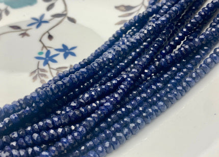 3mm 4mm 5mm AAA Faceted Rondelle Natural Blue Sapphire Gemstone Beads Genuine Top Quality High Polished Faceted Sapphire Loose Beads #3775
