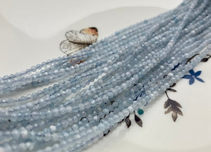 BEST DEAL 2.5 mm AAA Faceted Round Tiny Aquamarine Gemstone Beads Genuine Natural Blue Aquamarine Loose Beads 15.5 Inches Strand #2554