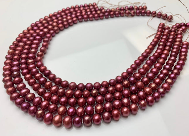 7-8 mm Irregular Potato Shape Freshwater Pearl Beads Cranberry Color Genuine Cultured Freshwater Pearl Beads #633